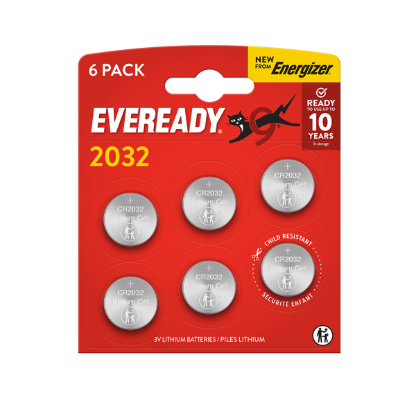  Micropila Eveready Lithium CR2032 - 3V - a pastiglia - litio - Energizer - blister 6 pezzi 