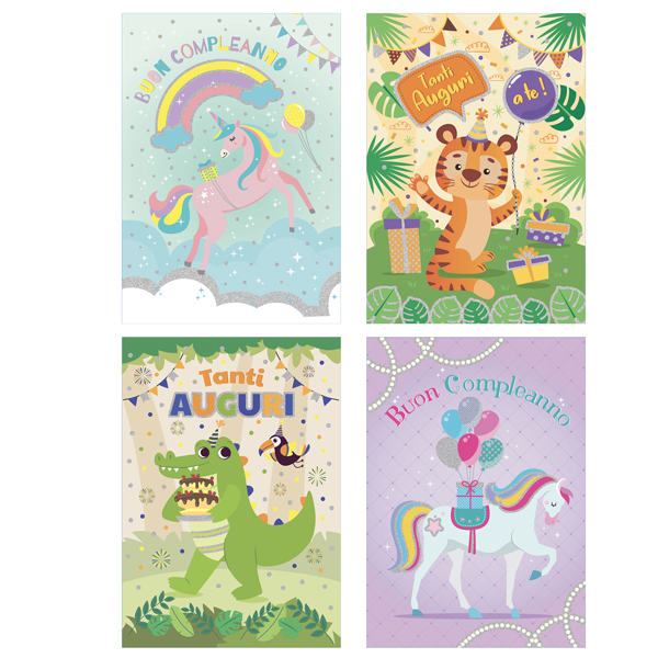  Biglietto Compleanno bambini - fantasie assortite - Rex Sadoch 
