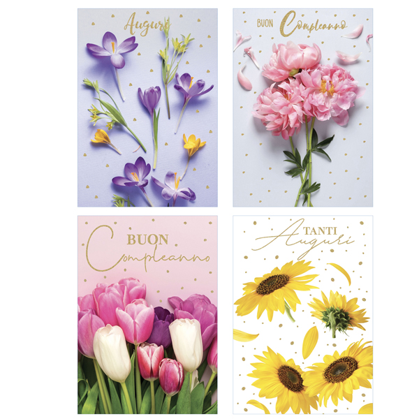  Biglietto Floreale - stampa a caldo - fantasie assortite - Rex Sadoch 