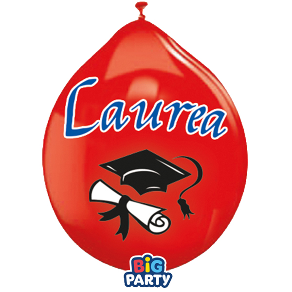  Palloncino - diametro 26 cm - lattice - Laurea - Big Party - conf. 10 pezzi 