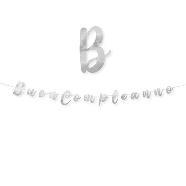  Festone Buon compleanno - in cartoncino - argento - Big Party 