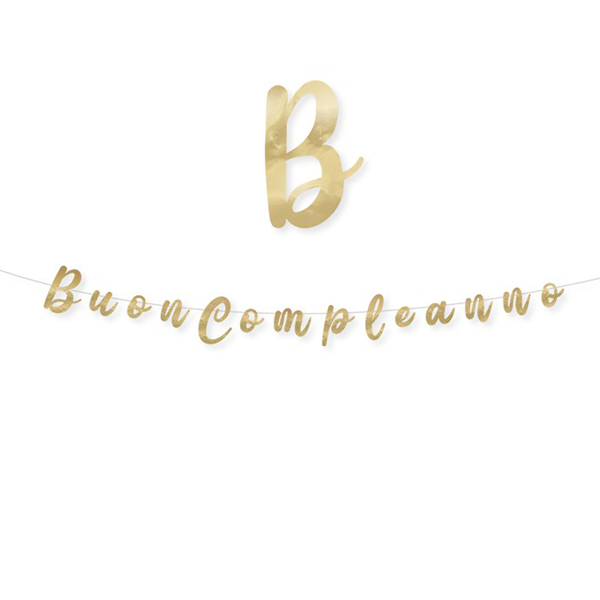  Festone Buon compleanno - in cartoncino - oro - Big Party 
