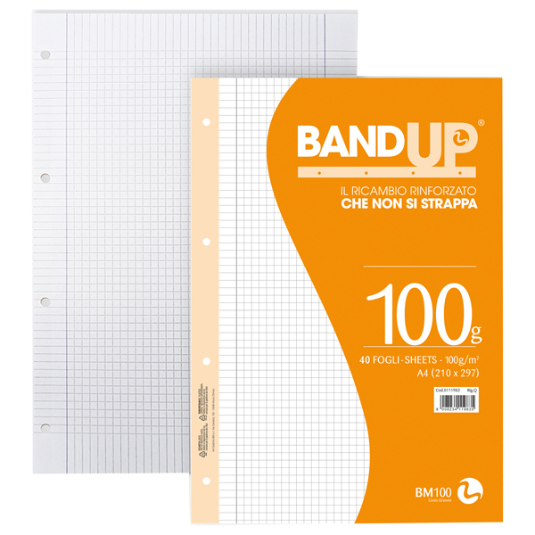  Ricambi BandUP forati rinforzati - A4 - 5mm c/margine - 100gr - BM - conf. 40 pezzi 