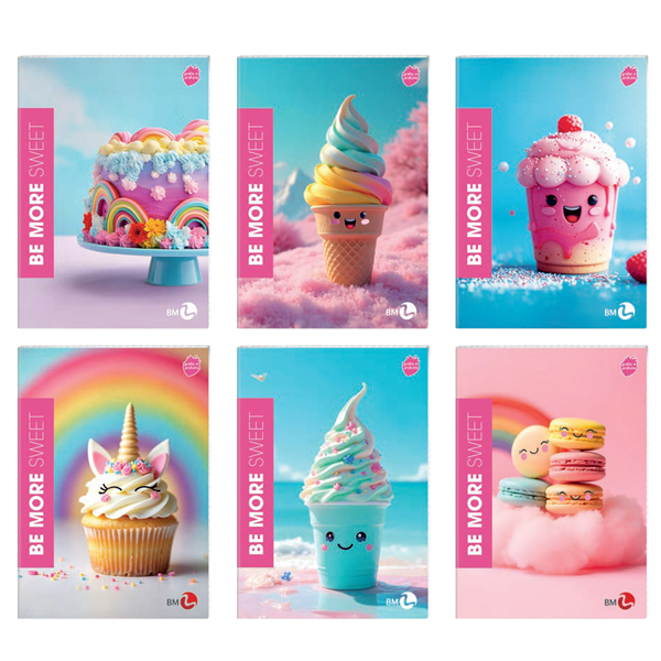  Maxiquaderno Be More Sweet - A4 - 1 rigo - alta fogliazione - 48+2 fogli - 100 gr - BM 