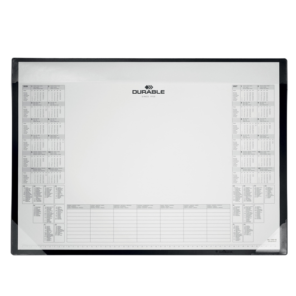  Sottomano in PP - con calendario e blocco appunti da 25 fogli - 60 x 43cm - nero - Durable 