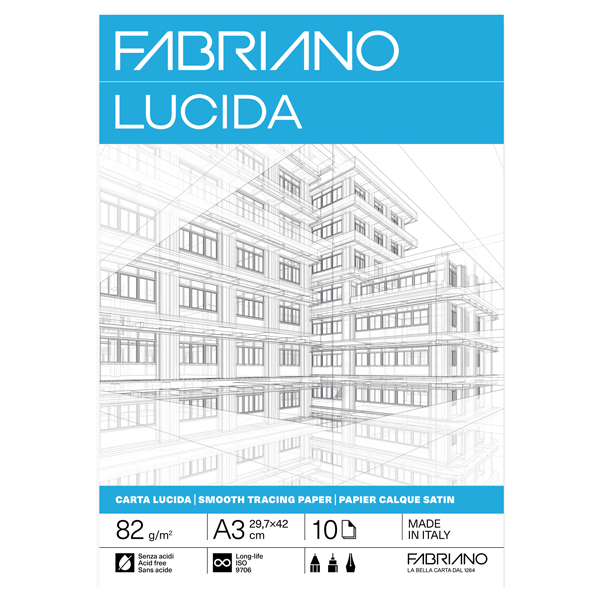  Blocco carta lucida - A3 - 29,7 x 42 cm - 10 fogli - 82gr - Fabriano 