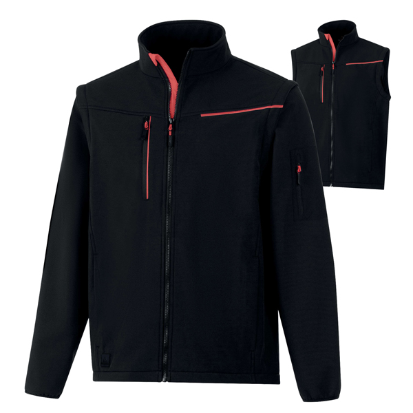  Giacca Softshell 2 in 1 Soccia - taglia L - nero/rosso - Deltaplus 