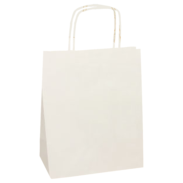  Shopper Twisted - maniglie cordino - 14 x 9 x 21 cm - carta kraft - bianco - Mainetti Bags - conf. 25 pezzi 