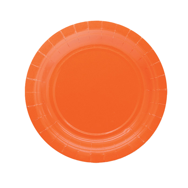  Piatti piani Ecocolor - Ø18cm - biodegradabile - arancione - Big Party - conf. 25 pezzi 