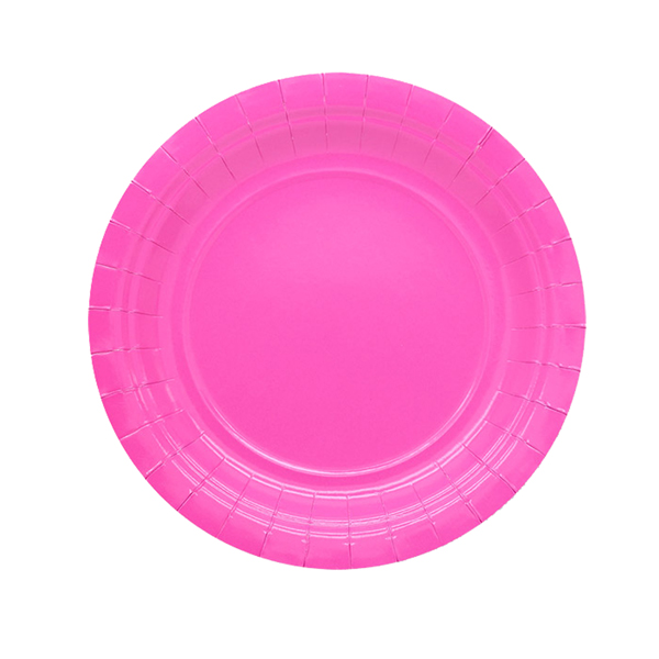  Piatti piani Ecocolor - Ø18cm - biodegradabile - fucsia - Big Party - conf. 25 pezzi 