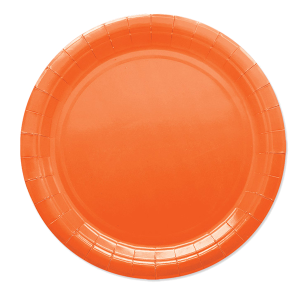  Piatti piani Ecocolor - Ø24cm - biodegradabile - arancione - Big Party - conf. 25 pezzi 