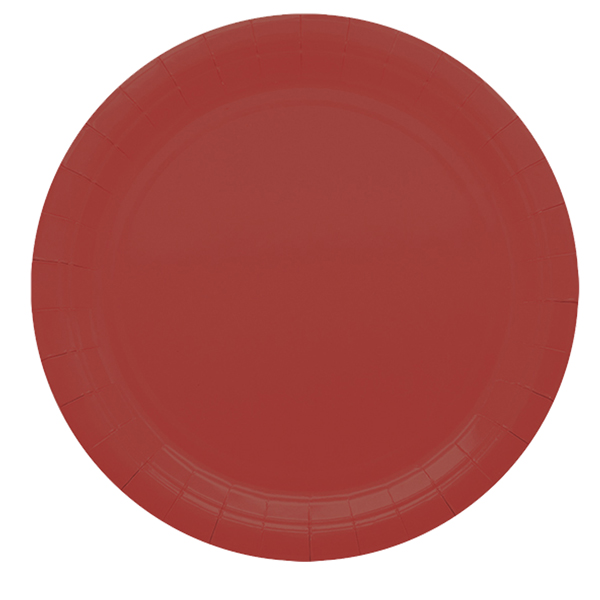  Piatti piani Ecocolor - Ø24cm - biodegradabile - rosso intenso - Big Party - conf. 25 pezzi 