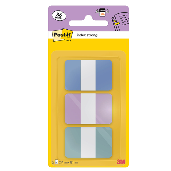  Segnapagina Post-it Index Strong - 686-3COAST - 25,4 x 38,1 mm - colori pastelllo - Post-it - conf. 36 pezzi 