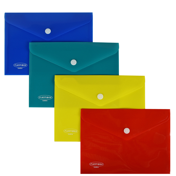  Busta con bottone - PP - 19 x 14 cm - colori assortiti - Plastibor 