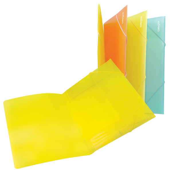  Cartella 3 lembi con elastico angolare Spring - A4 - dorso piatto - colori assortiti - Colorosa 