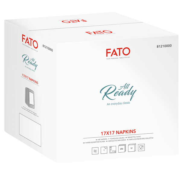  Tovagliolino bar - 17 x 17 cm - carta - bianco - Fato - conf. 250 pezzi 