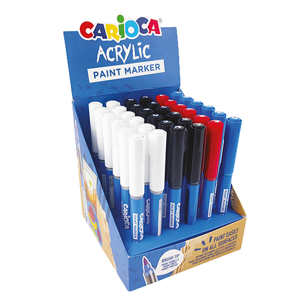  Marcatore Paint Marker acrilico - punta pennello - colori assortiti - Carioca - conf. 36 pezzi 
