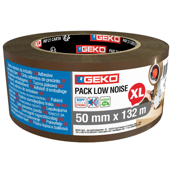  Nastro adesivo - 5 cm x 132 m - PP - silenzioso - avana - Geko 