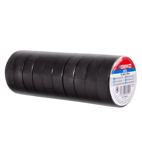  Nastro adesivo isolante - 15mm x 10 m - PVC - nero - Geko 