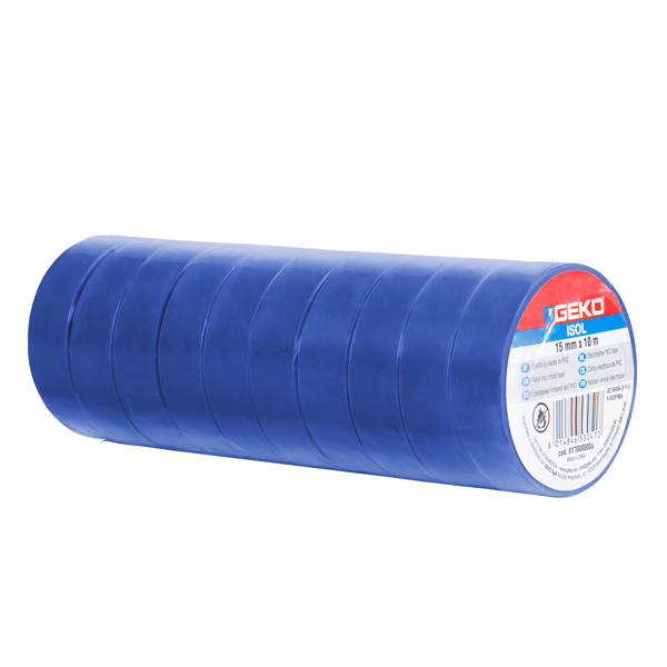  Nastro adesivo isolante - 15mm x 10 m - PVC - blu - Geko 