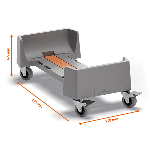  Carrello rettangolare per bidoni DURABIN da 60L - 4 ruote - 24 × 16,5 × 49,5 cm - rPP - Durable 
