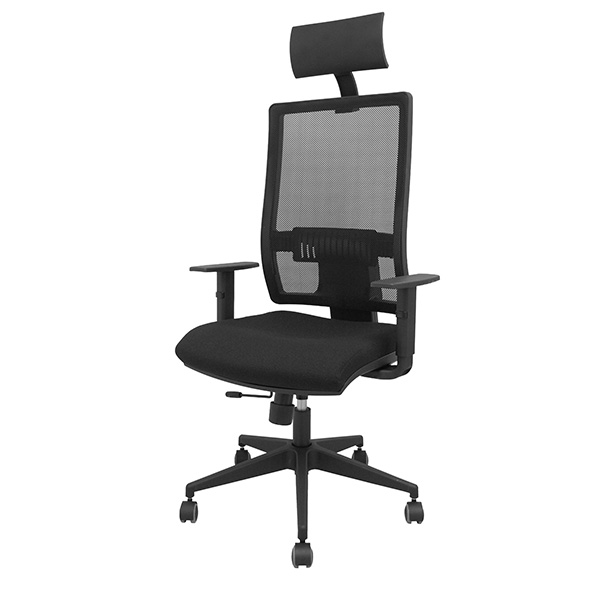  Seduta operativa Horna - con braccioli e poggiatesta - tessuto - nero - Piqueras y Crespo 