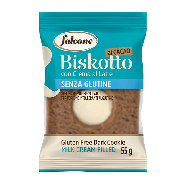  Biscotti farciti linea Biskotti - cacao e crema al latte - monoporzione da 55 gr - Falcone 