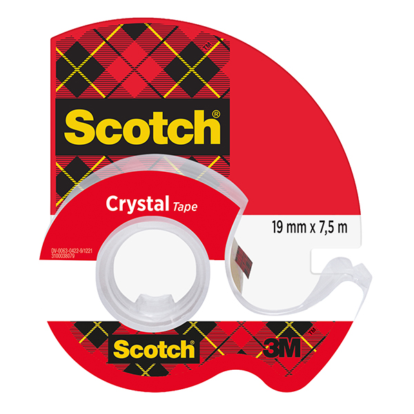  Nastro adesivo in chiocciola Crystal 600 - 19 mm x 7,5m - acrilico - trasparente - Scotch 