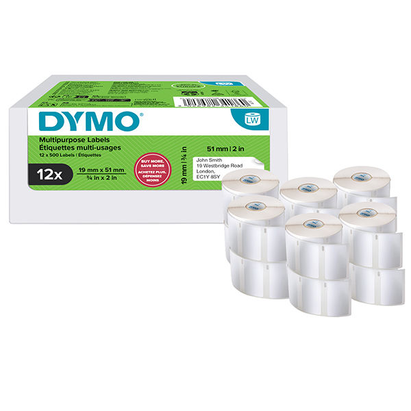  Rotolo 500 etichette LW 2234186 - 19 x 51 mm - carta - multiuso - bianco - Dymo - value pack 12 pezzi 