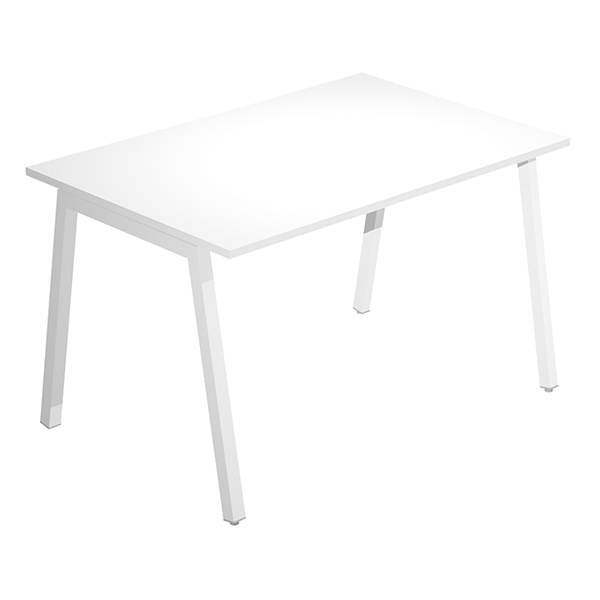  Scrivania lineare Easy - struttura bianca - gambe inclinate - 120 x 80 cm - bianco 
