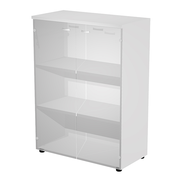  Armadio modulare - a 2 ante vetro - 90 x 44 x 123 cm - bianco 