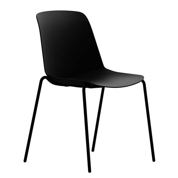  Seduta attesa Luna 4 gambe in tinta unita in PP nero 