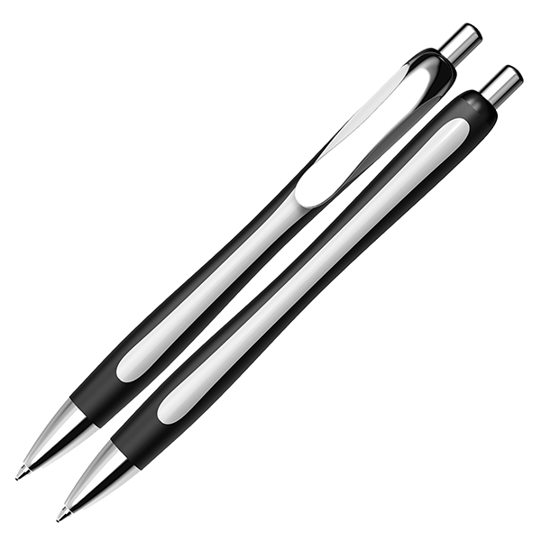  Penna a sfera a scatto Slider Rave - punta XB - fusto nero/bianco - nero - Schneider 