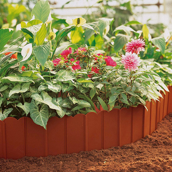  Bordo ornamentale - componibile ad incastro - PP - marrone - 3m x 175mm - Verdemax 