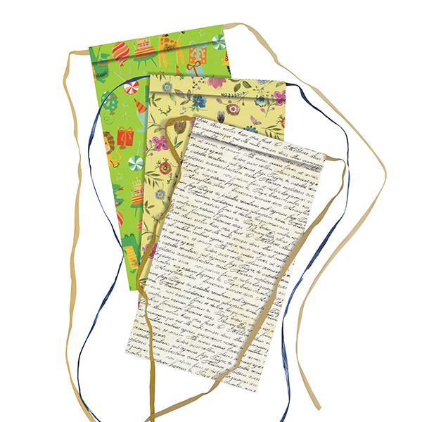  Sacchetto regalo - fantasie assortite - c/nastro rafia - 26 x 40 + 5 cm - carta - Rex Sadoch - conf. 3pz 