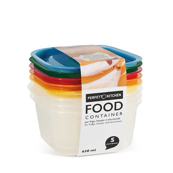  Contenitori alimenti – 150 x 137 x 69 mm – 630 ml - PP - Perfetto – conf. 5 pezzi 