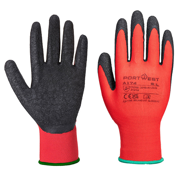  Guanti A174 Flex Grip - lattice - L - rosso/nero - Portwest 