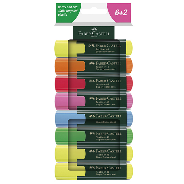  Evidenziatore Textliner 48 - punta a scalpello - tratto 1,0-3,0-5,0mm - colori assortiti - Faber-Castell - 8 pezzi 