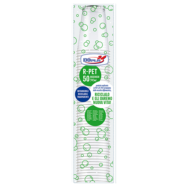  Bicchiere - trasparente - rPET - 500 ml - Dopla - conf. 50 pezzi 