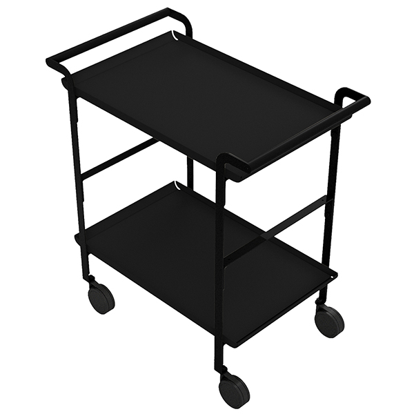  Carrello di servizio LINÉA - 2 ripiani neri + tovaglietta nera - Stilcasa 