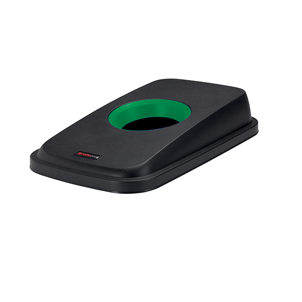  Coperchio per cestino SELECTO - con foro - nero/verde - Rotho 