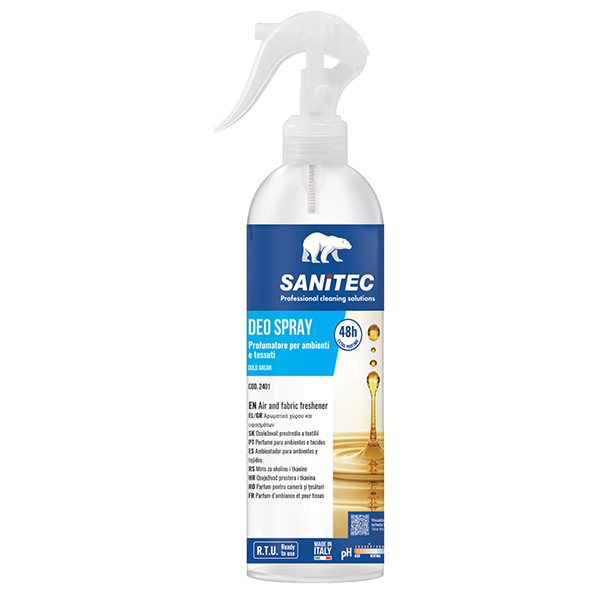  Profumatore Deo Spray - per ambienti e tessuti - trigger 300 ml - gold argan - Sanitec 