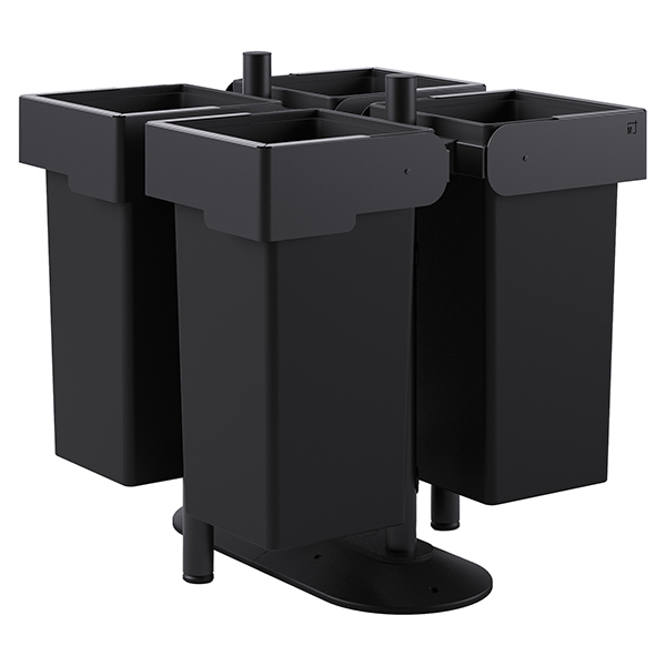  Portarifiuti MODULA - da terra - con contenitore - quadruplo - 91 x 91 x 97,5 cm - 73+73+73+73 L - antracite - Stilcasa 