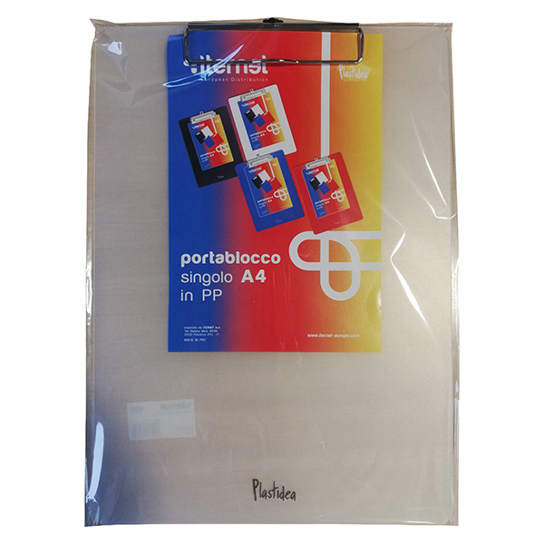  Portablocco con molla in metallo - copertina in PPL - A4 - grigio fumè - Iternet 