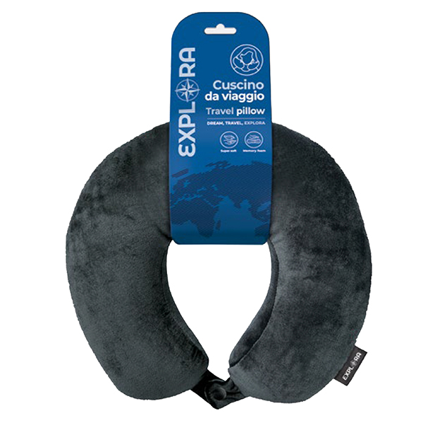  Cuscino da viaggio Explora memory foam 30x29x12cm nero Lebez 