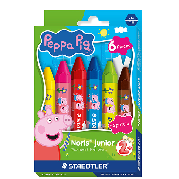  Astuccio 6pz pastello a cera jumbo Noris® Junior Peppa Pig colori assortiti Stae 