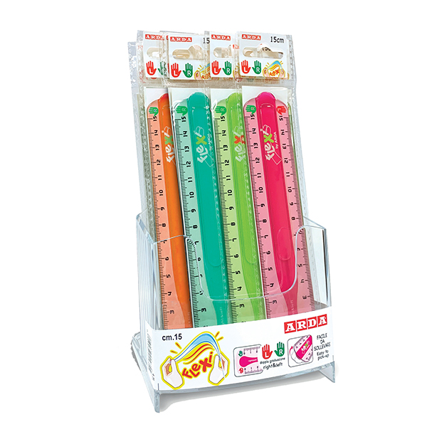  Righello Flexi - 15 cm - colori assortiti - Arda - expo 15 pezzi 
