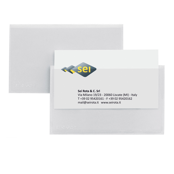  Portabiglietti da visita Eticard T - autoadesivi - PVC - 5,5 x 9 cm - trasparente - Sei Rota - conf. 10 pezzi 