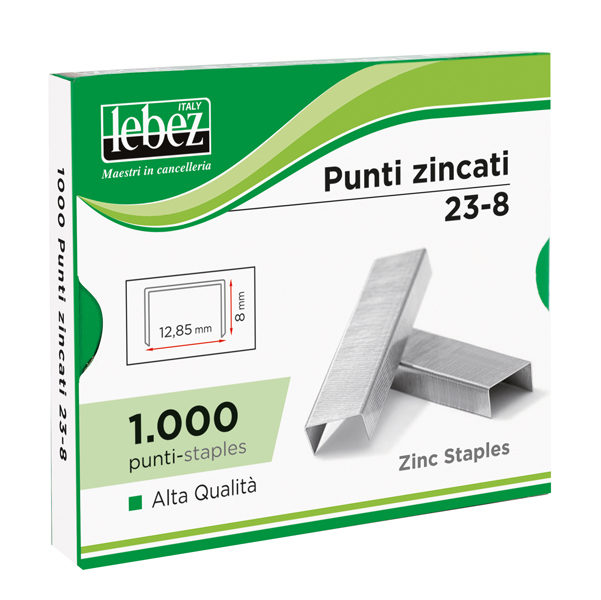  Punti KH - 23/13 - alti spessori - acciaio zincato - metallo - Lebez - conf. 1000 pezzi 