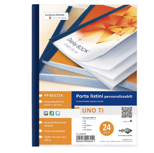  Portalistini personalizzabile Uno TI - 22 x 30 cm - 24 buste - blu - Sei Rota 